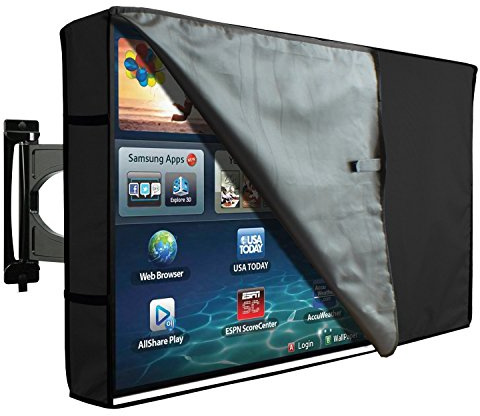 Protector TV Exterior Funda Universal para Televisor 40 - 42 LCD, LED, ó Plasma, Resistente al Agua, Doble Protector de Pantalla, Compatible Soportes de Mesa y Pared - Negro Transparente 42