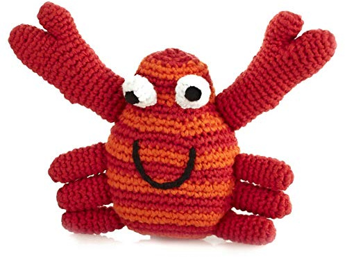 Pebble | Handmade Crab Baby Rattle—Red | Ocean | Beach | Coastal | Crochet Baby Toy | Fair Trade | Machine Washable
