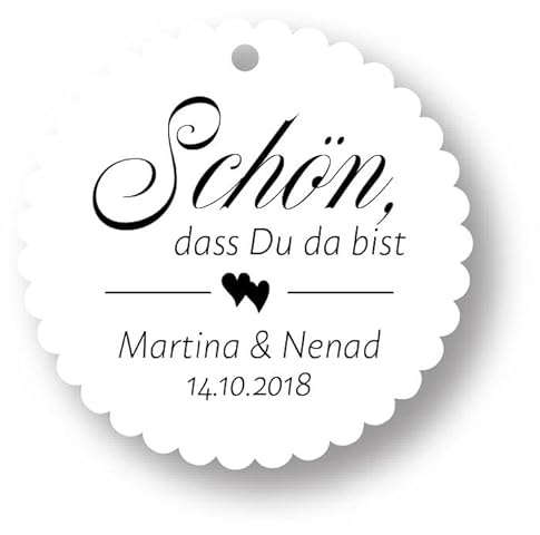 25x Geschenkanhänger „Schön, dass Du da bist“ – Papier Anhänger für Hochzeit, Taufe, Geburtstag & Feier – hochwertige Gastgeschenk Anhänger