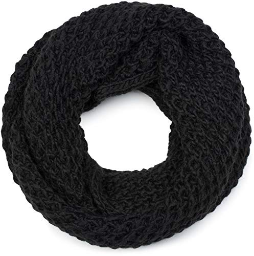 styleBREAKER Unisex Strick Loopschal grob gestrickt, Uni Schlauchschal, Winter Strickschal, Grobstrick Schal 01018157, Farbe:Schwarz