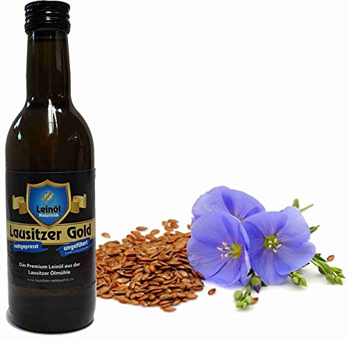 1 x 250 ml Lausitzer Leinöl Speiseleinöl Lausitzer Gold (ungefiltertes Premium Leinöl) kaltgepresst und frisch abgefüllt