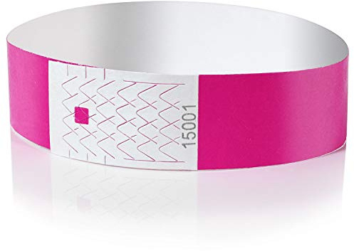 AMAZY Bracelets d'Identification - Lot de 200 Bracelets Papier pour le Contrôle et la Sécurité - pour Événements, Soirées, Festivals et Voyages - Bracelets d'Entrée Solides et Imprimables, Rose