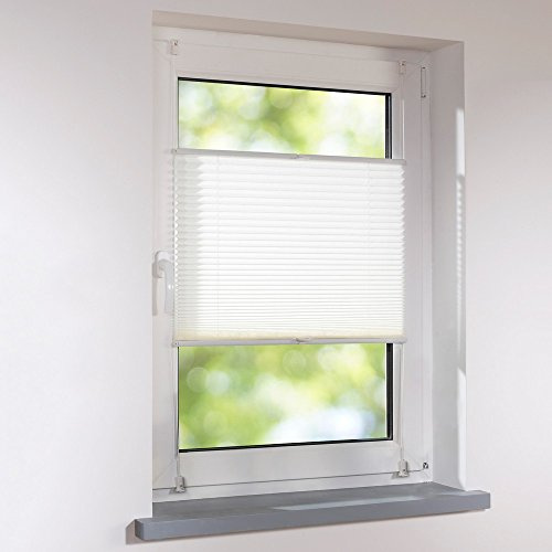Plissee Klemmfix Faltstore UNIVERSAL Faltrollo ohne Bohren Farbe weiß - 110 x 170 cm