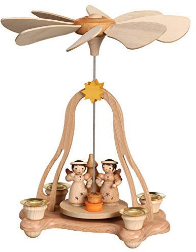 Pirámide de Mesa con Ángel, para 4 Velas Alxanxp Aprox 22x15, 5x9cm Nuevo Erzgebirge Pirámide Navideña Holzpyramide