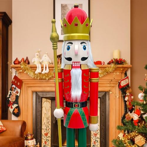 CDL 1,8 m di Altezza Life-Size Christams Nutcracker Large/Gigante Rosso Natalizio in Legno schiaccianoci Soldato Ornamento Natale schiaccianoci Re K03