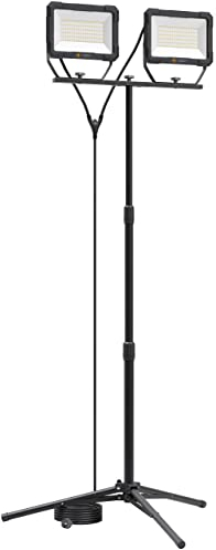 Northpoint LED Blackline Baustrahler Arbeitsstrahler mit Stativ Fluter Strahler 200W (2x 100W) Leistung 16000 Lumen Lichtstrom 167cm Stativ 5m Zuleitung AN/AUS Schalter