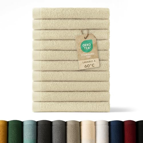 Blumtal - Handduksset - 12-pack - Ansiktshandduk - Tvättlapp - Handduk - Mjuk och absorberande - 100% bomull - Oeko-TEX®-certifierad - Sand
