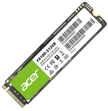 acer FA100 PCIe 3.0 NVMe SSD 512GB: bis zu 3300 MB/s Lesegeschwindigkeit, Gen3x4 M.2 2280 Interne Festplatte mit HMB & SLC – Gaming Solid State Drive für Laptop/Desktop PC