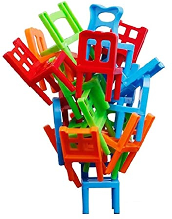 18 piezas de juguetes de equilibrio, sillas de plástico, sillas apilables, juego de equilibrio de la torre, juego de equilibrio multijugador, silla en una silla, sillas apilables, juego de torre