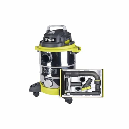 RYOBI Pack Aspirateur Eau et poussière 1250W - 20L - RVC-1220I-G - 6 Accessoires Nettoyage Automobile - RAKVA04