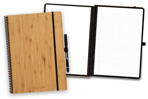 BAMBOOK Classic Notizbuch - Bambus-Holz Hardcover - A4 - Blanko & Liniert, Wiederverwendbares Notizbuch, Notizblock, Reusable Notebook
