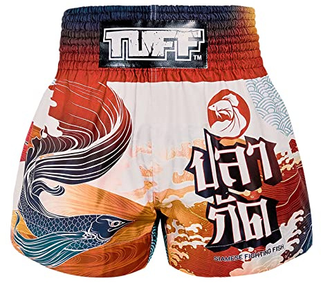 Tuff Sport Muay Thai - Pantalones Cortos de Boxeo, Estilo Tradicional, Artes Marciales Mixtas, Kickboxing, Tuf-ms670-rojo, Small