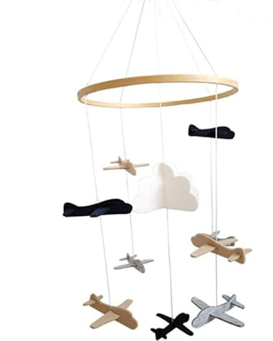 Baby Windspiel Krippe mit Filzbällen - Babybett Mobile Spielzeug | Baby Windspiel Bettglocke | Sternenhimmel/Flugzeug Und Cloud Kinderzimmer Dekoration | Babybett Mobile Für Jungen Und Mädchen