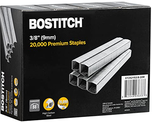 Bostitch B8 Staples 3/8 Inch Length - Pack of 20,000 Powercrown Staples