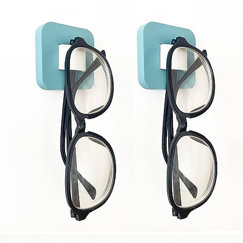 FINDAMAZE Brillenaufbewahrung 2 Stück, kurzer Sonnenbrillen Organizer Wandmontage, Brillenständer/Brillenhalter zum Aufhängen der Brille, Brillen-Display, Blau