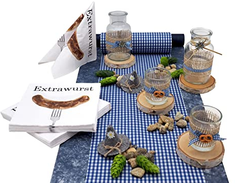 ZauberDeko Oktoberfest Tischdeko Karo Blau Geburtstag Grillen Bayrisch Party Deko Mottoparty Set