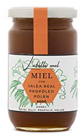 L'Abella Mel - Miel con Polen, Jalea Real y Propóleo Natural de Valle Jalón Costa Blanca España | Polen puro seco libre de residuos - Apiterapia- Bote de 400g