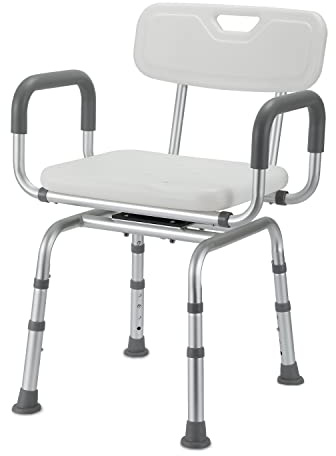 Cecaylie Duschhocker, Duschstuhl für senioren, Duschsitz mit Rückenlehne und Armlehne, Höhenverstellbar, 360°Drehbarer Badhocker mit Anti-Rutsch, Aluminium Duschhilfe Badsitz