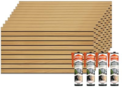 IZODEKOR 3D Wandpaneele Holzoptik | 50x100x2 cm | Dekorative Styropor Wandverkleidung Holzeffekt aus EPS für Innen- und Außenbereiche | Wasserfest | Inklusive Styroporkleber | AP-01