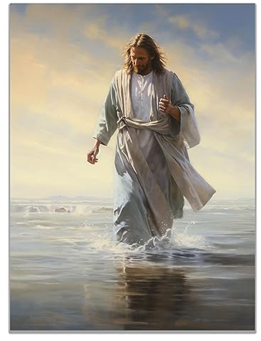 SHYAMIC Bilder Weihnachten Leinwandbild Kunstdruck, Der Strand von Jesus Wandbild X-Mas Fenster Fotodruck Kunstdruck Leuchtbild, Weihnachten Winteridylle Effekt - 30x40cm Ungerahmt