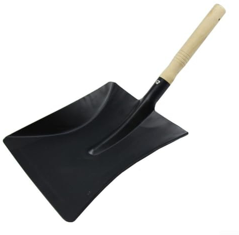 Kamin-Kohlenschaufel, Metall-Schaufel, Feuerwerkzeug, Stahl-Kehrschaufel, Ascheschaufel, Kamin-Reinigungswerkzeuge mit Holzgriff (L)