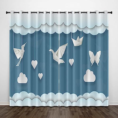 3D Vorhang Blickdicht Origami-Schmetterlings-Vogelherz 100% Polyesterfaser Wohnkultur Personalisierter Druck Kinder Vorhang Schlafzimmer - Wohnzimme
