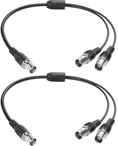 YACSEJAO 2 in 1 BNC Splitter Kabel Buchse zu Dual Buchse Koaxial Adapter für CCTV System, Funk, Modem, Kamera, 40cm (2 Stück)