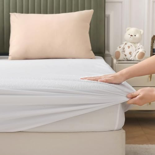 Bedecor wasserdichte Matratzenschoner 120x200cm - Fünf Seiten Wasserdicht Baumwolle Matratzenauflage, Nässeschutz, schimmelresistent, hygienisch waschbar Inkontinenzunterlage