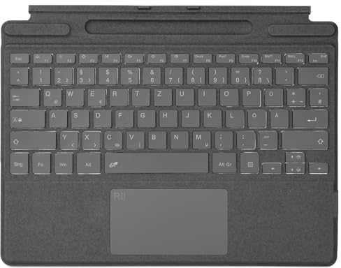 Rii Surface Tastatur für Surface Pro 7 Plus/Pro 7 / Pro 6 / Pro 5 / Pro 4 / Pro 3, Bluetooth 5.2 Tastatur mit Touchpad und 7-Farbiger Hintergrundbeleuchtung - Grau (QWERTZ, Deutsches Layout)