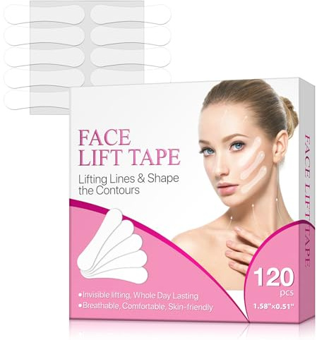 Mikabila (03) Adesivo per il Lifting Facciale 120 Pezzi,Cerotti Lifting Viso Tiranti Invisibili,Face Lifting Adesivi,Adatto per Nascondere Le Rughe Del Viso,Patch per il Sollevamento del Viso