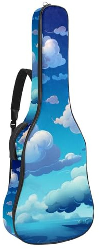 Tasche für Akustikgitarre, schöne Tasche für 40/41/42 Zoll Gitarre, wasserdichte Gigbag mit mehreren Taschen und verbessertem Schutz, bunte Wolken, mehrfarbig, 42.9x16.9x4.7 in, Gitarrentasche