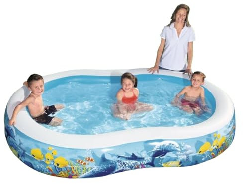 Piscina gonfiabile da giardino per bambini e famiglie, con barriera corallina