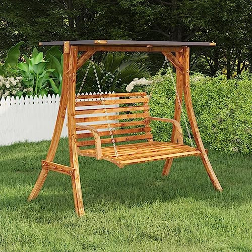 Furniture Select Schaukelgestell mit anthrazitfarbenem Dach aus gebogenem Holz mit Teakholz-Finish