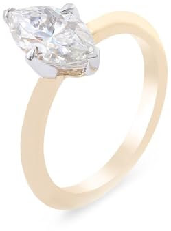Skcess Bague en or jaune 9 carats pour femme, bague de promesse solitaire moissanite simple avec 4 griffes, 5,5 x 10 mm, bague marquise moissanite femmes taille 62 (19,7), 62 (19.7), Métal précieux,