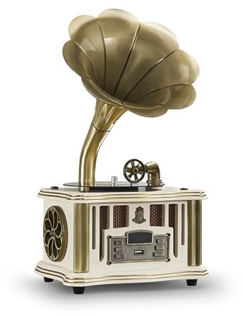 Plattenspieler-Grammophon, Vintage-Schallplattenspieler, integrierte Lautsprecher 3,5 mm Aux-Eingang/USB/FM, Bluetooth-Funktion, praktisch und schnell, perfekt für Musikliebhaber zu Hause und im Büro