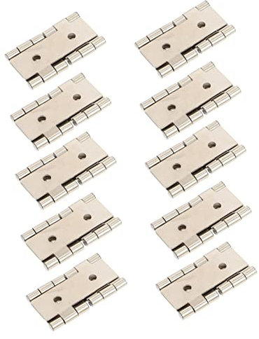 DECOMELODY Charnières à Double Effet Pour Porte Et Fenêtre En Fer 47x47mm Finition Nickel Blanc, Résistance à La Corrosion, Adaptées Pour Paravent Et Meubles, Lot De 10 Pièces