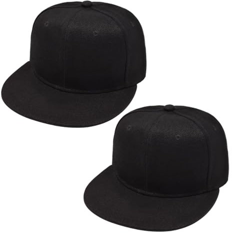 SAIIURV 2 Stücke Klassische Snapback-Mütze, Hip-Hop-Stil, Snapback Cap Herren & Damen, Verstellbar Baseboard Baseballkappe, Sonnenschutz Baseballkappe für Outdoor Running Tennis Golf Reisen (Schwarz)