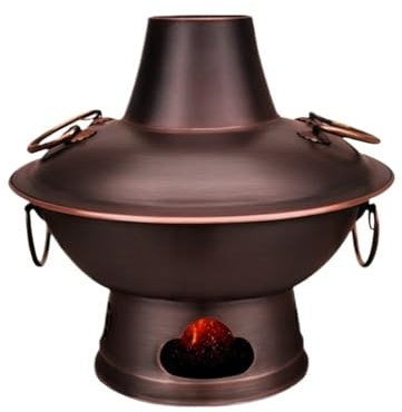 OWOHYG Pentola a Carbone per Cucinare, Tradizionale pentola in Rame e Ottone, Vecchia Pechino, in Rame e Carbone, Utensili da Cucina (Rame 30 cm)