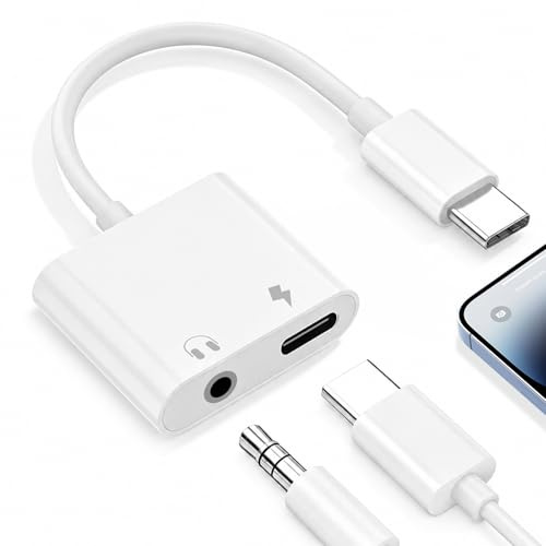 Dalimee 2 in 1 Adapter USB C auf Klinke mit 3.5 mm Kopfhörer Aux Adapter und Laden PD 60W, Aux USB C Adapter für iPhone 15/16 Pro Max, Pad, Hua wei, Galaxy S22 S21 S20, Google Pixel 8/7, etc.