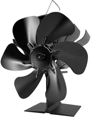 Shenyini Ventilateur Poele à Bois 6 Pales avec Thermomètre, Ventilateur de Cheminée Alimenté Par la Chaleur pour Poêle à Bois/Cheminée/Gaz/Bûche (Petit)