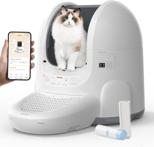 PuraLuce Lettiera Autopulente per Gatti con App - Ampia Apertura, Rilevamento 360°, Capacità XXL, Zero Odori, Ideale per Gatti Anziani e Grandi Razze