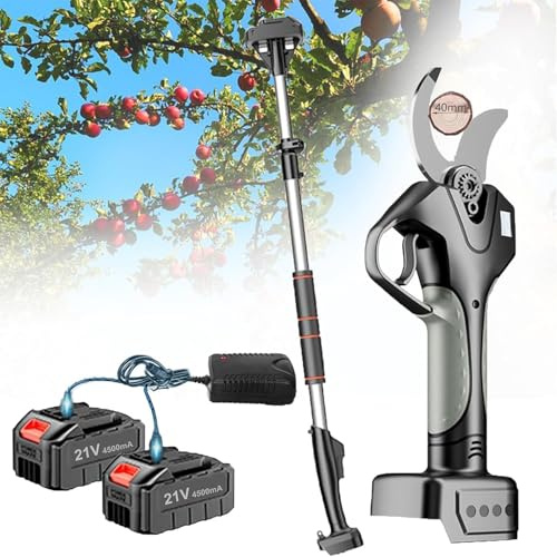 DUXMM Forbici da potatura elettriche, tagliasiepi telescopico, con Asta telescopica da 2,1 m - Cesoie da Giardino elettriche da 40 mm, per potatura di Alberi da frutto in Giardino