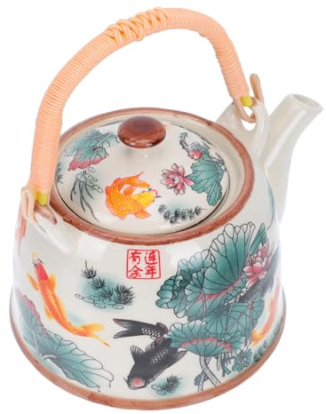 COLLBATH Théière Porcelaine Rétro Résistante Chaleur avec Poignée Isolante Théière Céramique pour Maison et Bureau Infuseur Adapté pour Thé Oolong et Café