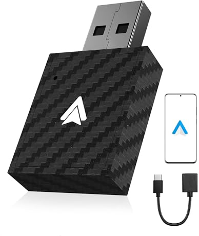 WityEye Adattatore Android Auto Wireless, Bluetooth V5.3 Connessione Stabile, WiFi 5.8GHz Trasferimento Dati Veloce, USB C/A, per Smartphone Android 11+, per Veicoli con Funzione Android Auto Cablata