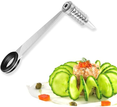 fKiZanthene - Cortador de patata en espiral de acero inoxidable herramienta manual de zestor espiralador para cocina, hogar, preparación de verduras, patatas y pepinos