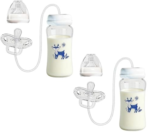 2pcs Nuovo Biberon Anti-coliche Con Cannuccia A Tettarella, Biberon Ergonomico In Silicone A Prova Di Perdite E Mani Libere, Biberons A Flusso Rapido Regolabile Per Conservazione Del Latte Materno