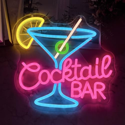 Cocktails Bar Neon Sign LED Bar Light Sign for Wall Decor | USB Powered Dimmable Aesthetic Decoration for Home Bar Bistro Party Pub Club Garden Man Cave Decor