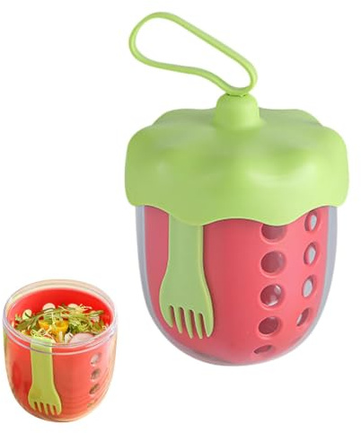 Fruktbehållare Med Sil Och Lock | 600 ml Läcksäker Med Avtagbart Durkslag | Multifunktionell Fruktbehållare | för och camping sallad mat snacks jordgubbe vattenmelon snacks