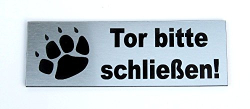 Torschild, Tor Bitte schließen, 12 x 4 cm, Gravur, Schild, Hundeschild, Hinweisschild