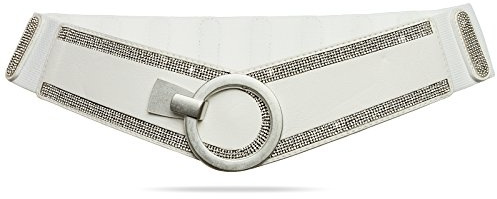 Caspar GU315 Damen elastischer breiter Glitzer Strass Taillengürtel